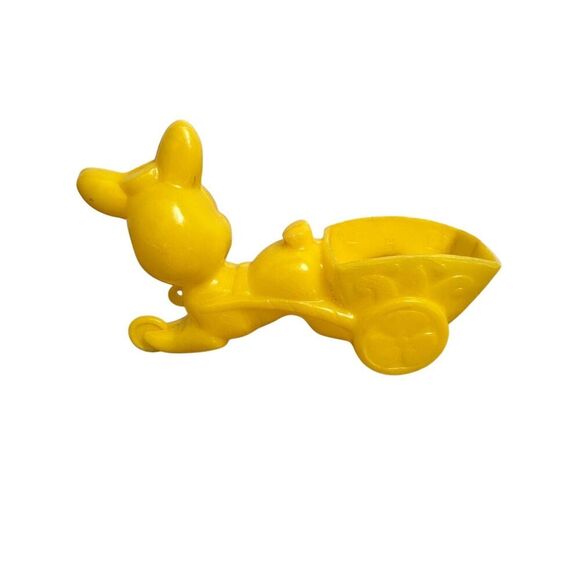 ROSBRO Vintage Yellow Easter Bunny with Wagon Plastic Toy Candy Cart - Picture 4 of 7